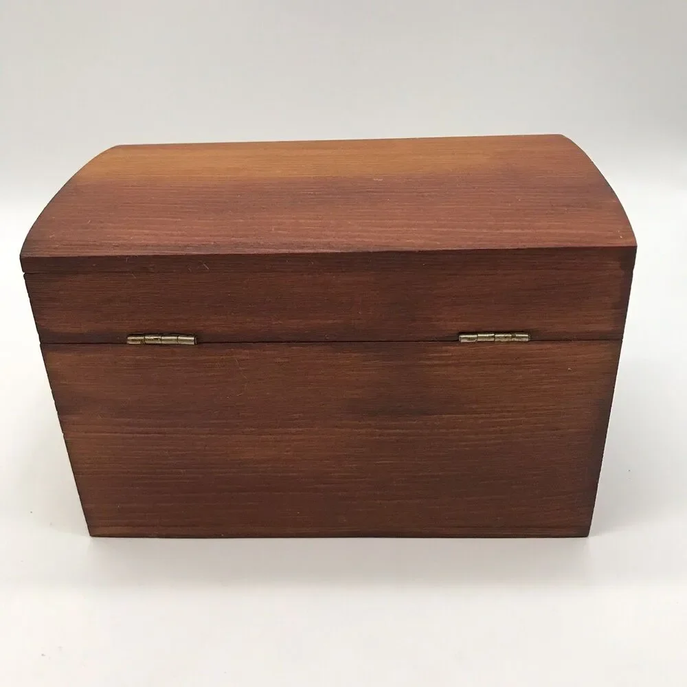 Small Wooden Curved Top Box Hinged Latch Storage Crafts Jewelry Keepsakes Cards